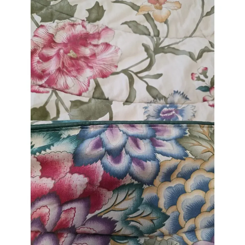 VTG Croscill Floral Chintz Reversible King Comforter & 2 Shams Cottagecore READ